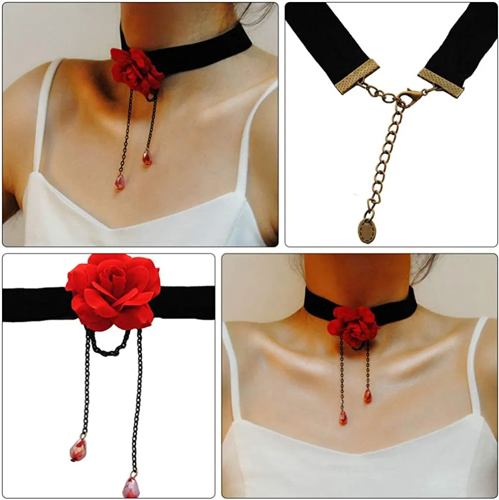 2PCS Rose Flower Choker for Women