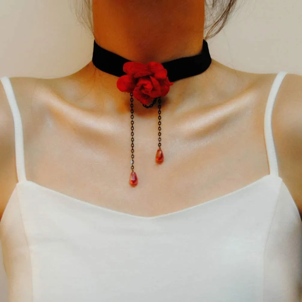 2PCS Rose Flower Choker for Women