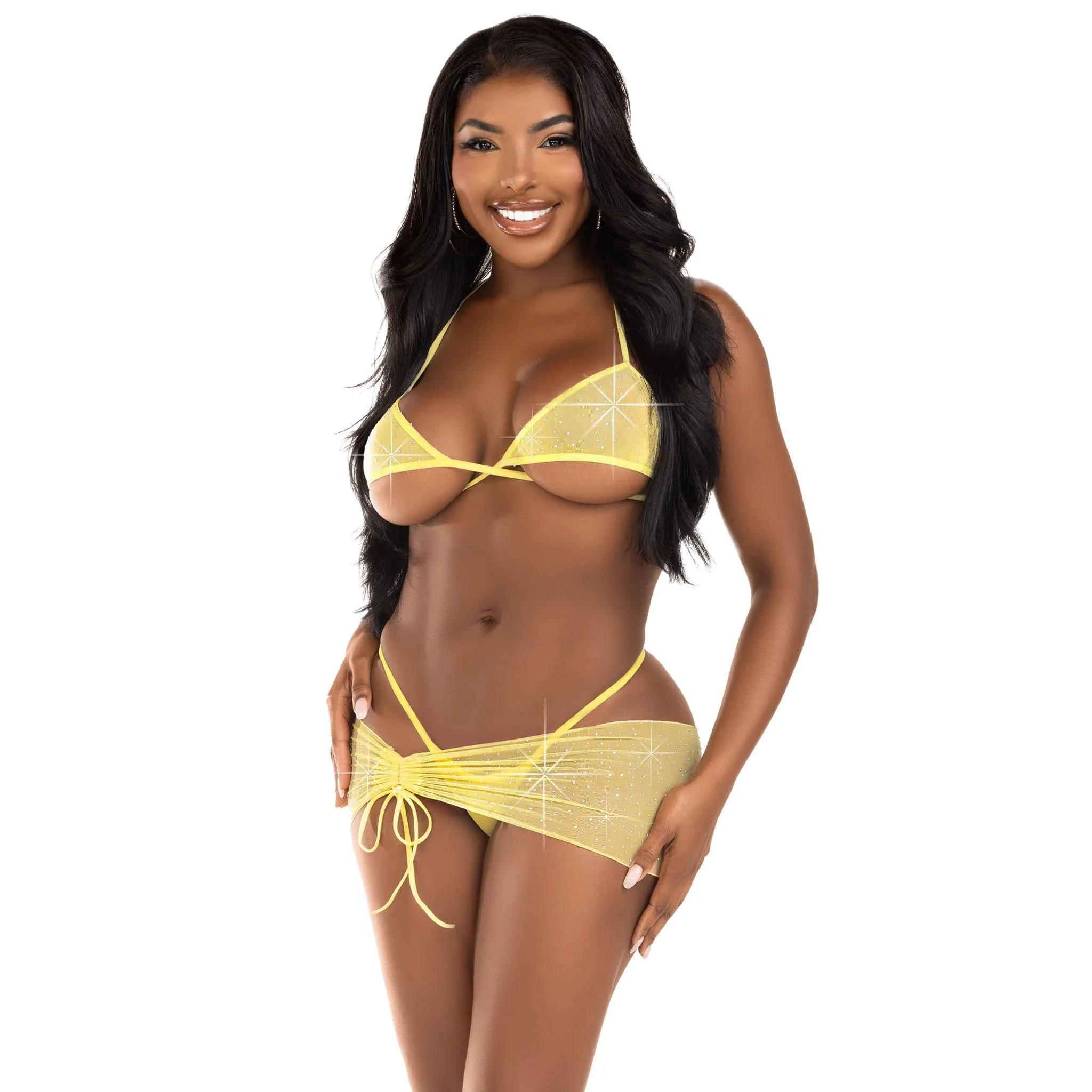 3 Pc Rhinestone Mesh Set - Small/medium - Baby  Yellow