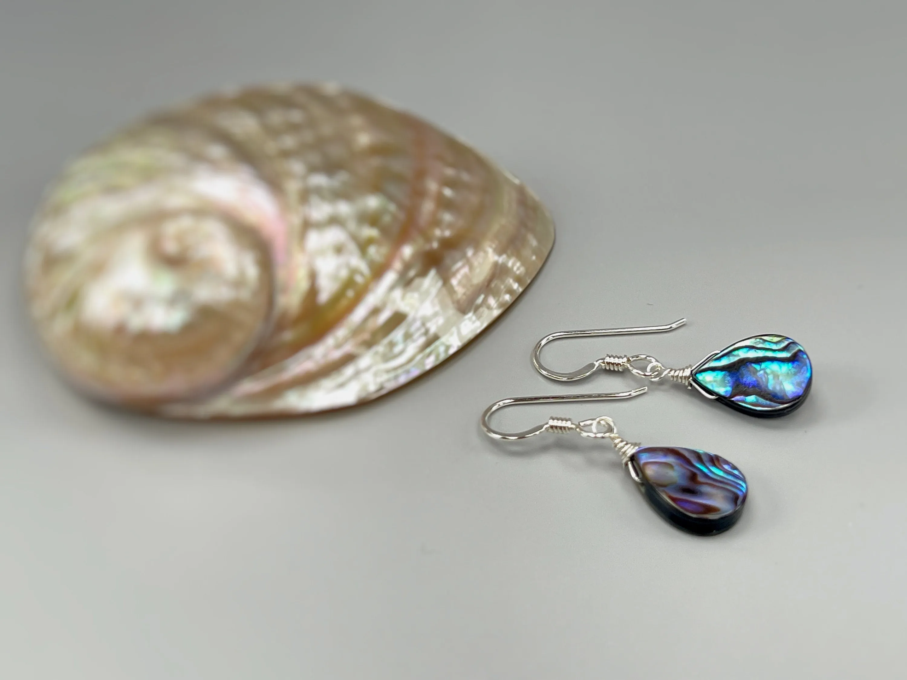 Abalone Shell Earrings 14k Gold, Sterling Silver Summer Jewelry