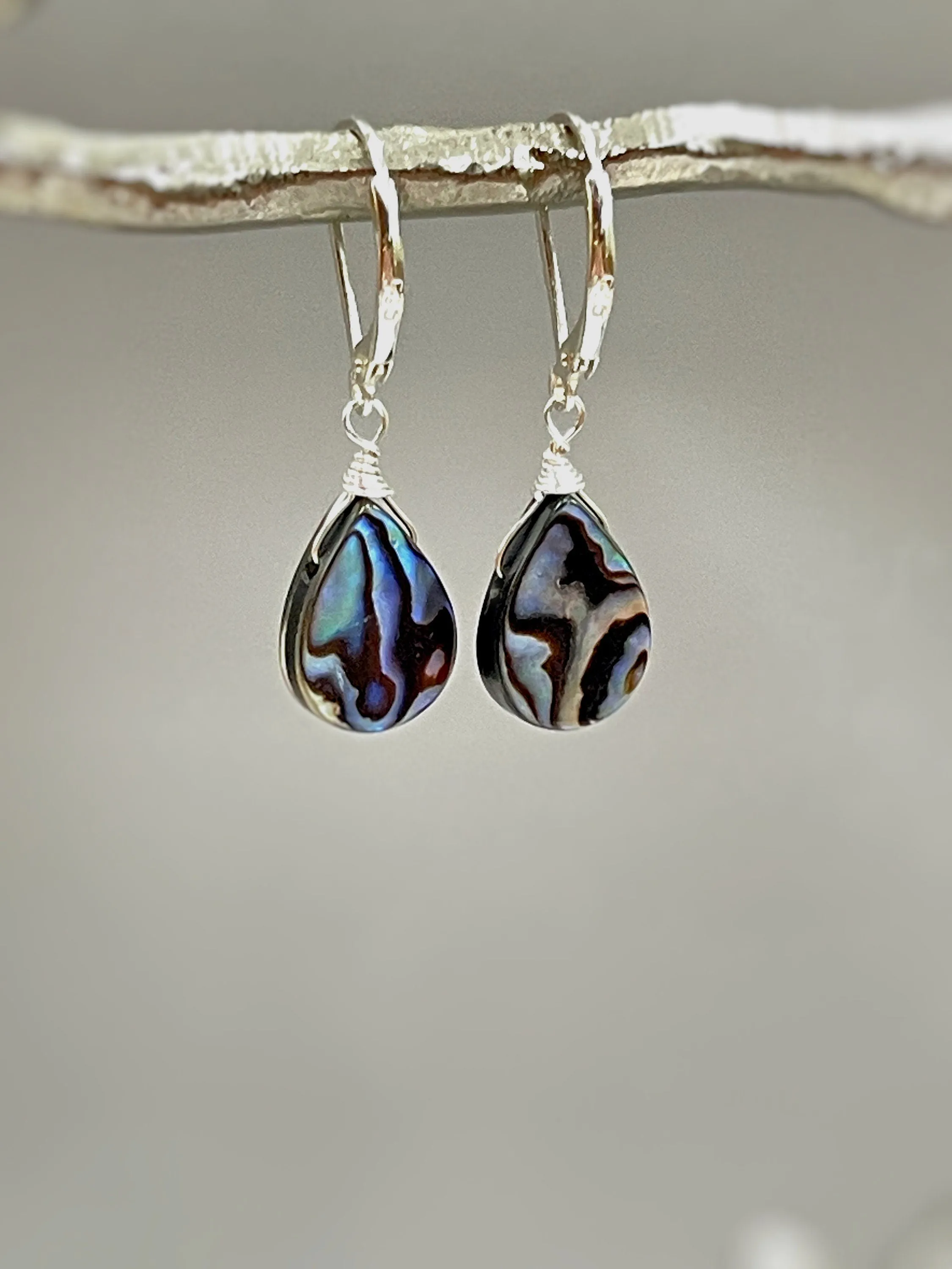 Abalone Shell Earrings 14k Gold, Sterling Silver Summer Jewelry