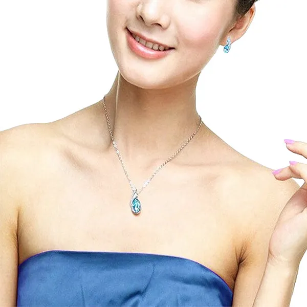 Beautiful Womens Necklace and Earrings Water Drop Jewelry Set