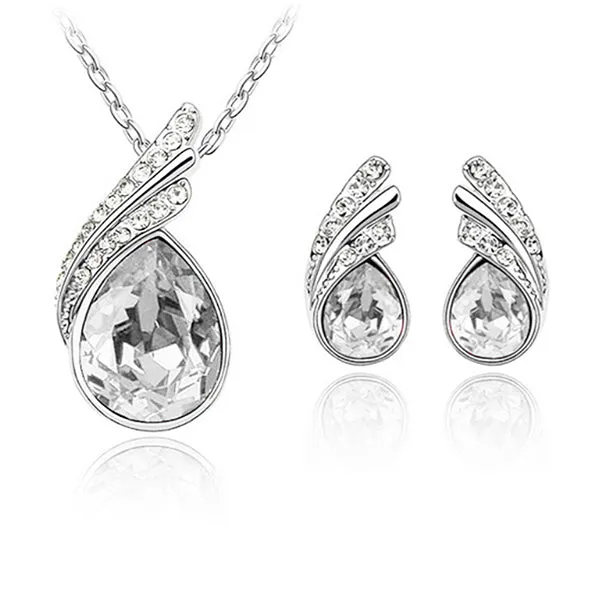 Beautiful Womens Necklace and Earrings Water Drop Jewelry Set