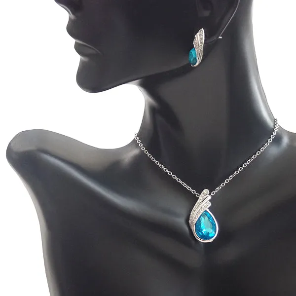 Beautiful Womens Necklace and Earrings Water Drop Jewelry Set