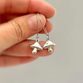 Boho Mushroom Earrings dangle silver