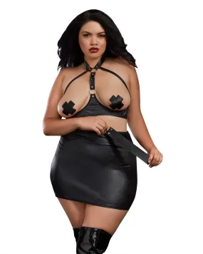 Bra, Skirt, and Slapper - Queen Size - Black