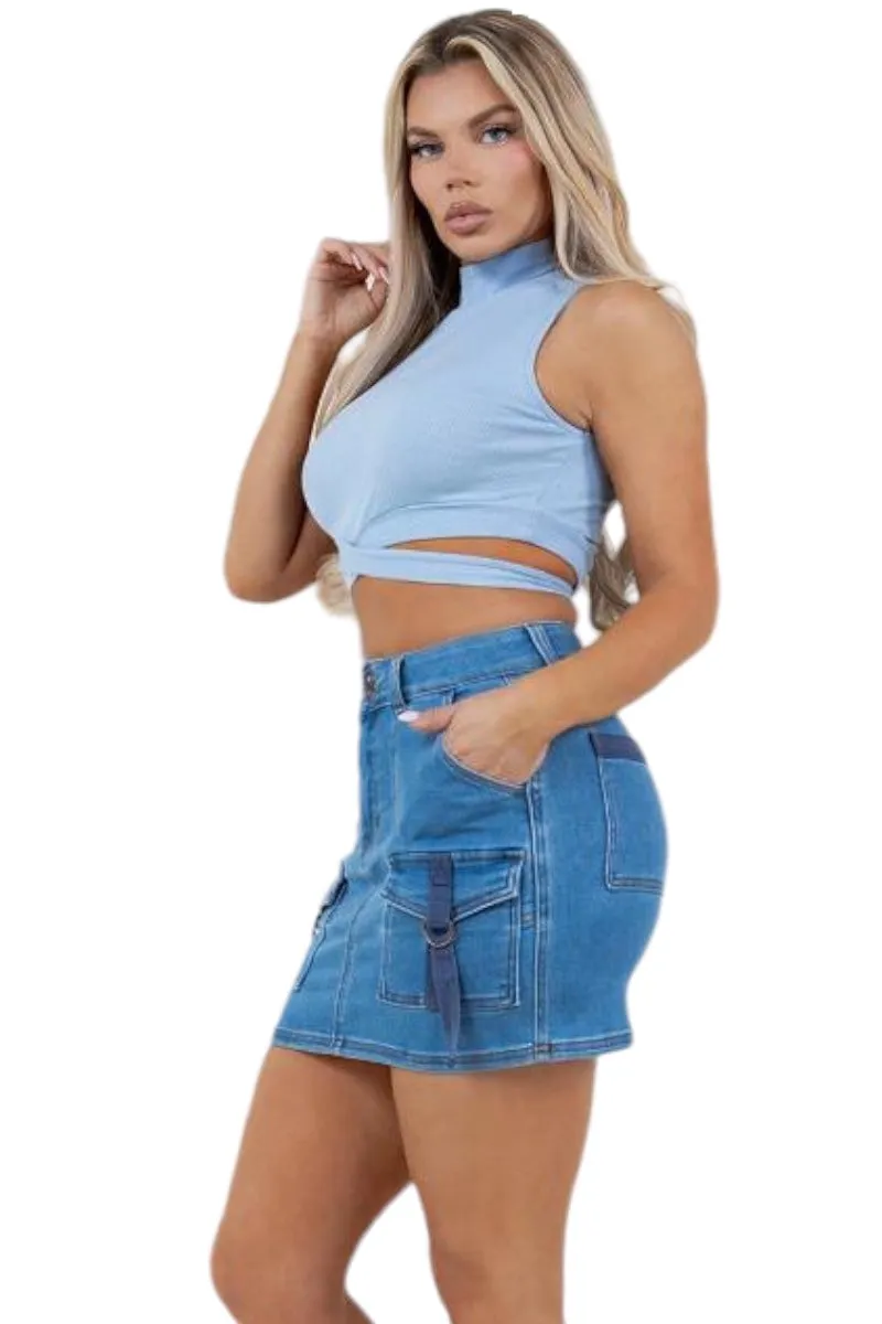 Cargo Denim Skirt