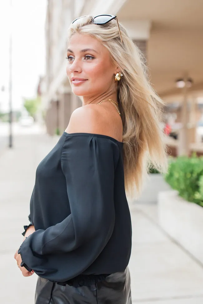 Casual Romance Black Off The Shoulder Top