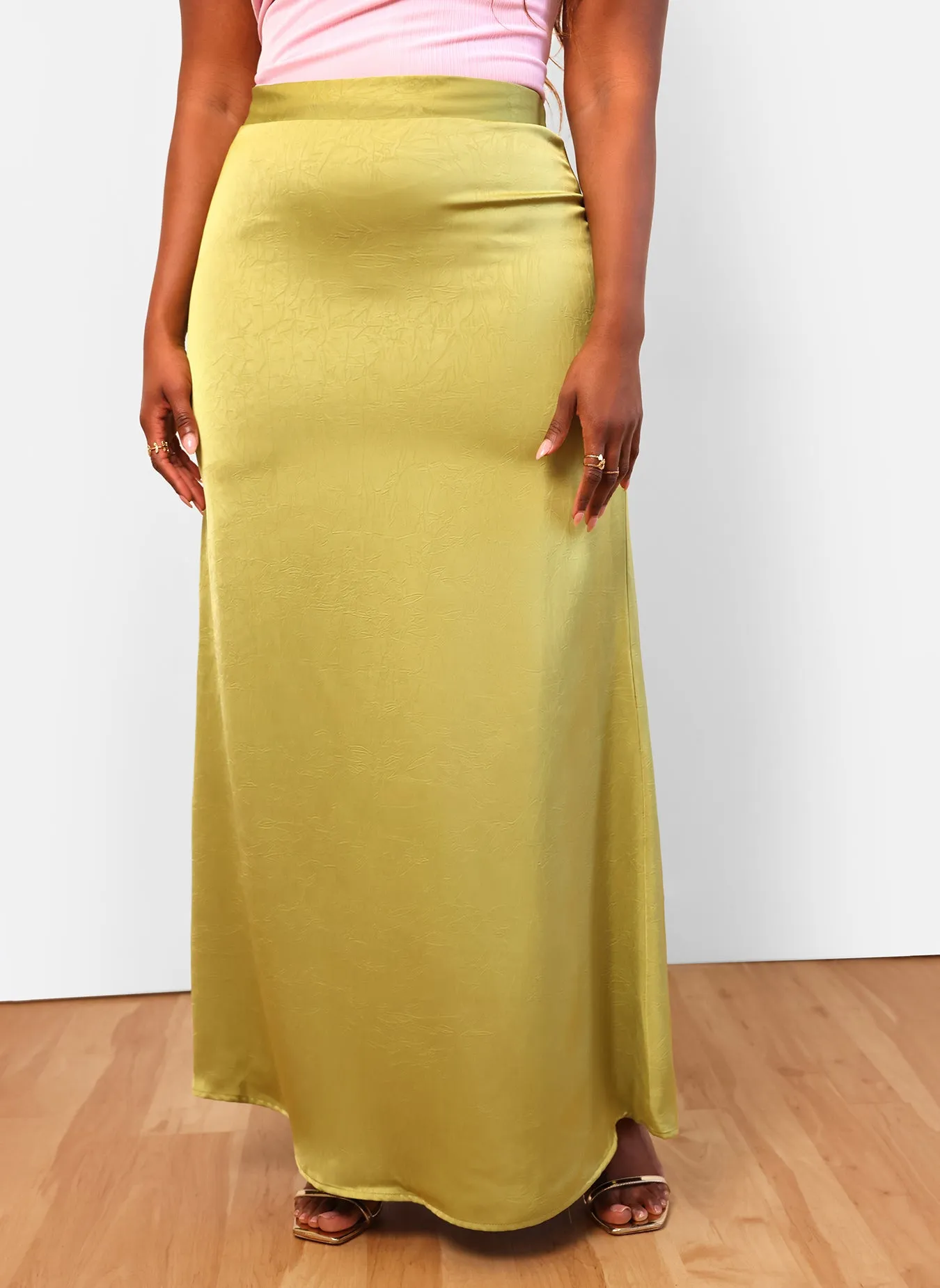 Celine Maxi Shift Skirt - Chartreuse