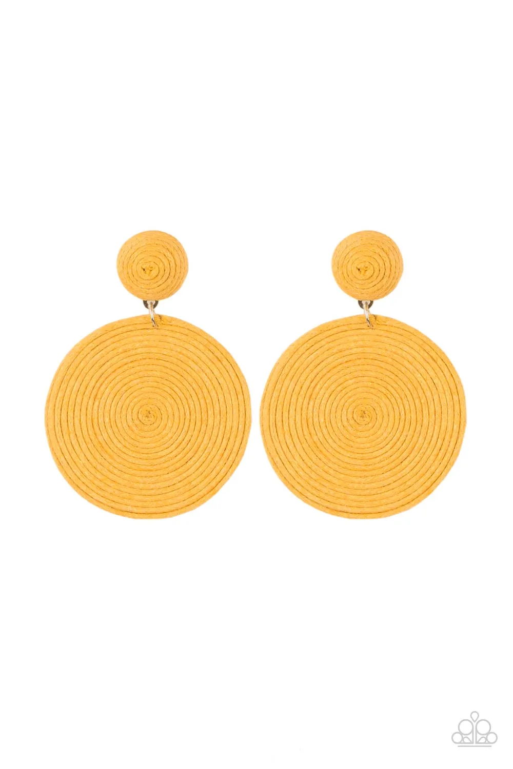 Circulate The Room - Yellow Earrings - Paparazzi Accessories