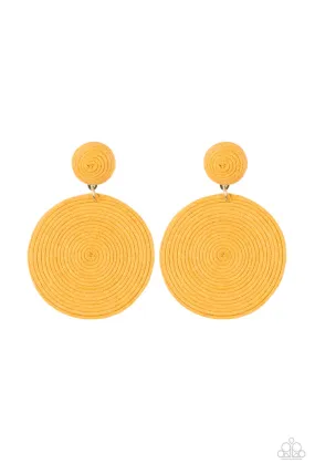 Circulate The Room - Yellow Earrings - Paparazzi Accessories