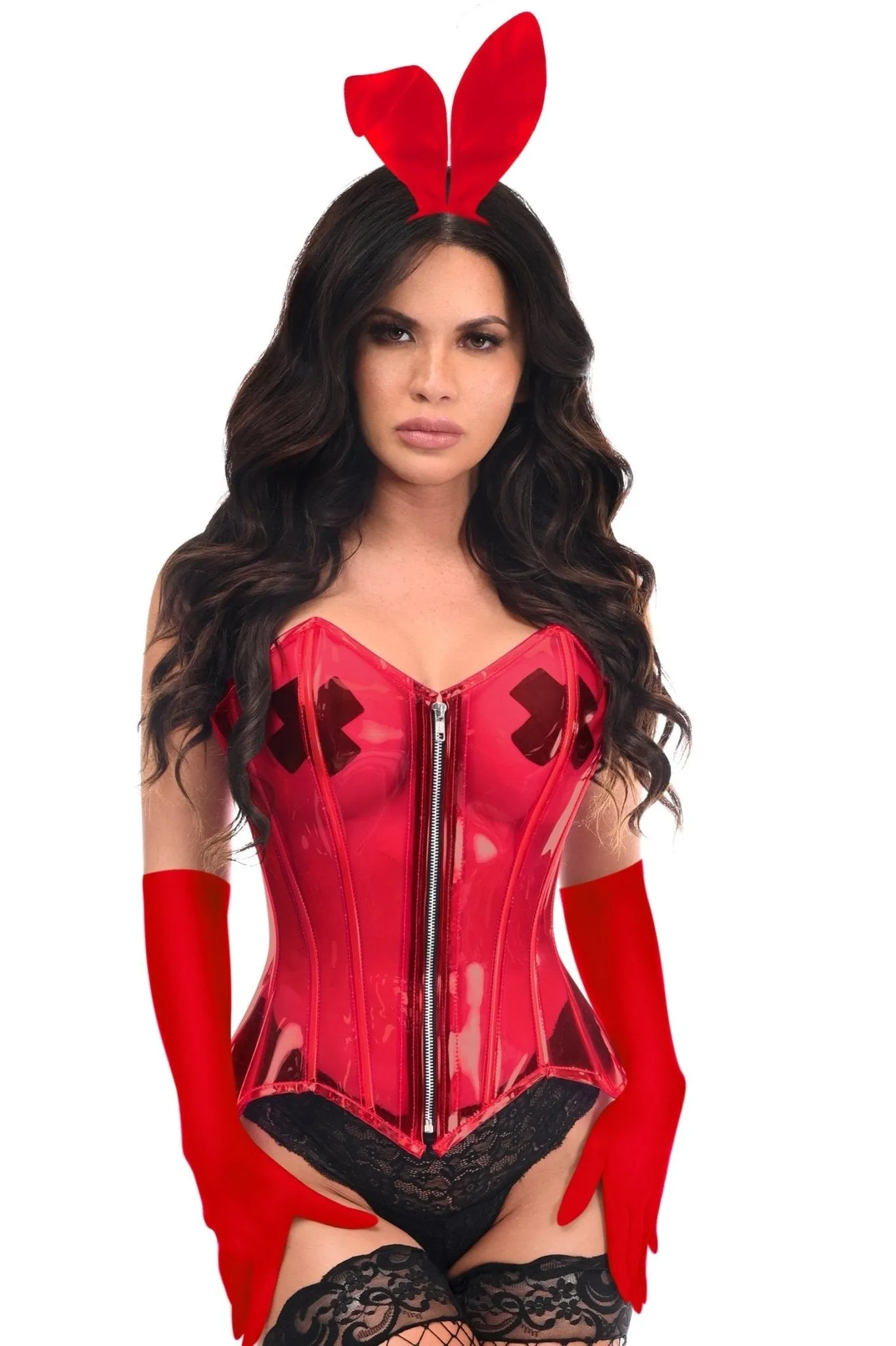 Clear Elegance 4 PC Red Bunny Corset Costume