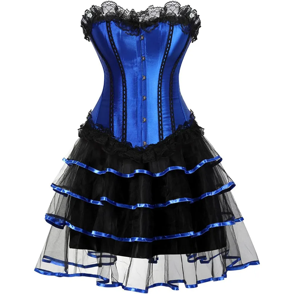 Corset Dress Plus Size Masquerade Gothic Bustier Skirt Set Costume