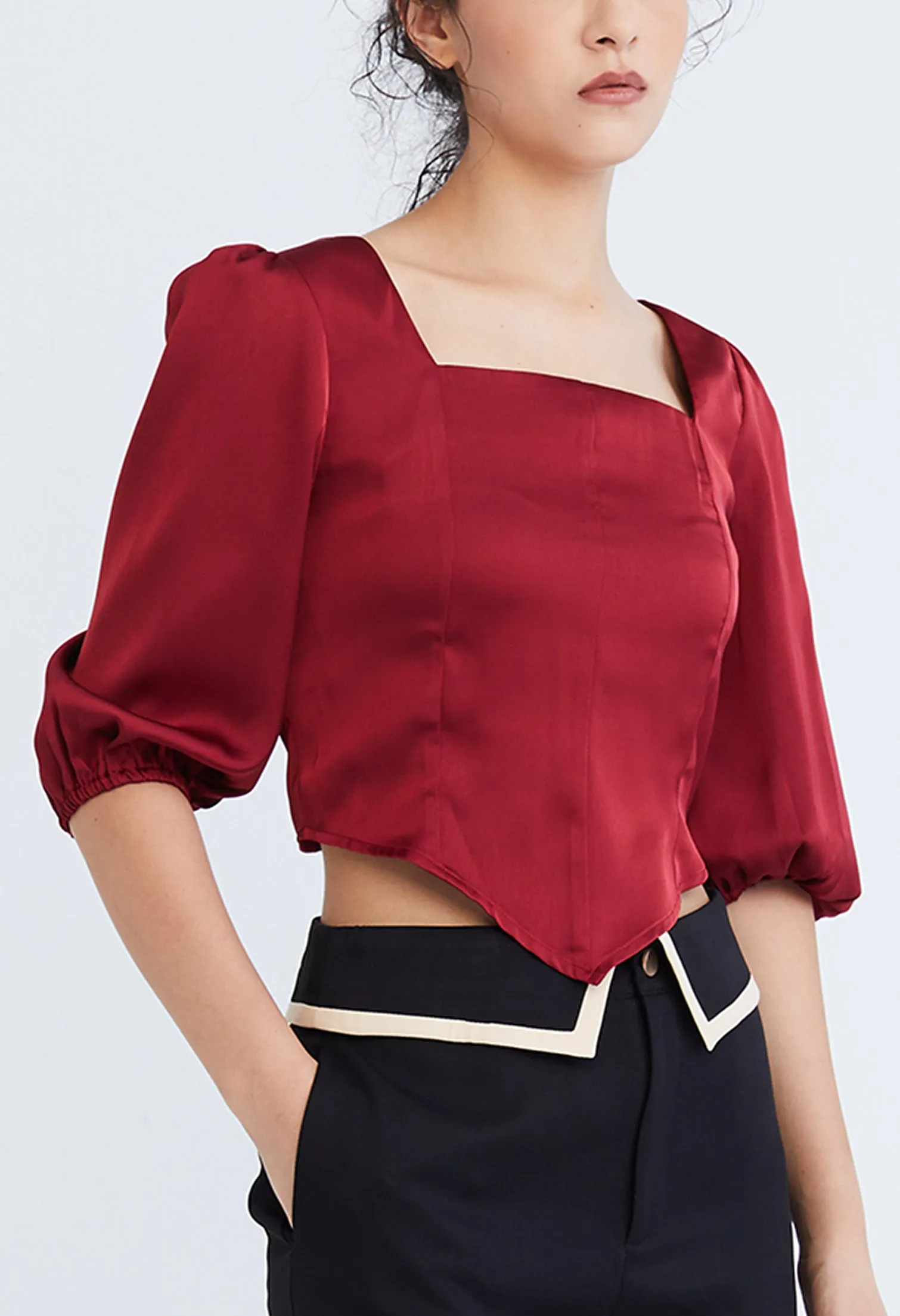 Diamond Hem Corset Blouse