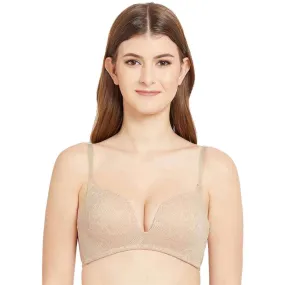 Ecozen Padded Non-wired 3/4th Cup Everyday Wear Push-up Bra - Beige