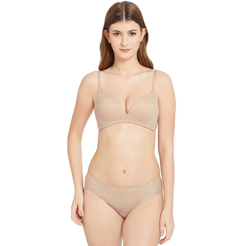 Ecozen Padded Non-wired 3/4th Cup Everyday Wear Push-up Bra - Beige