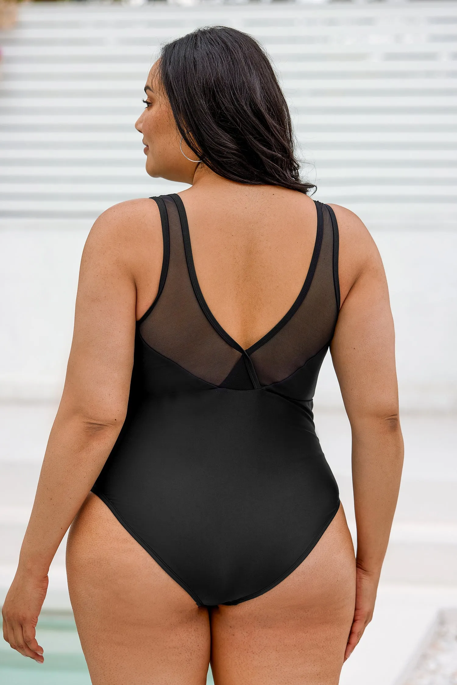 Emerge Plunge Mesh Plus Size One Piece Swimsuit