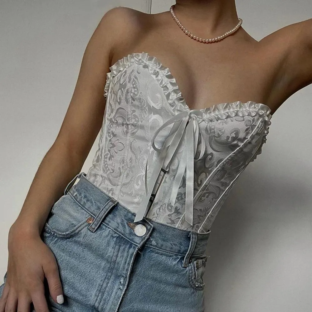 Flora Vintage Lace Up Bustier