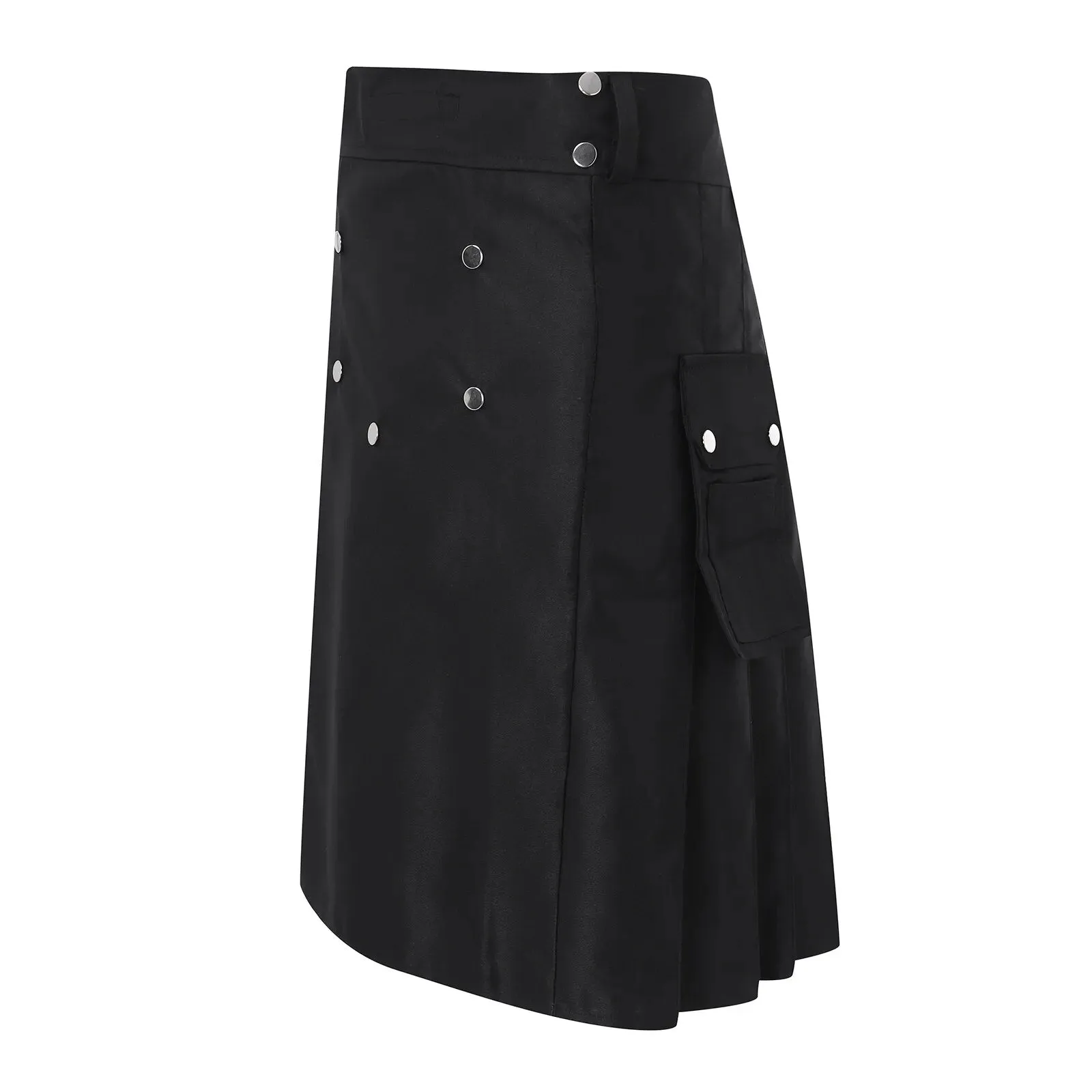 Funki Buys | Skirts | Men's Black Pleated Gothic Kilt | Cargo Skirt