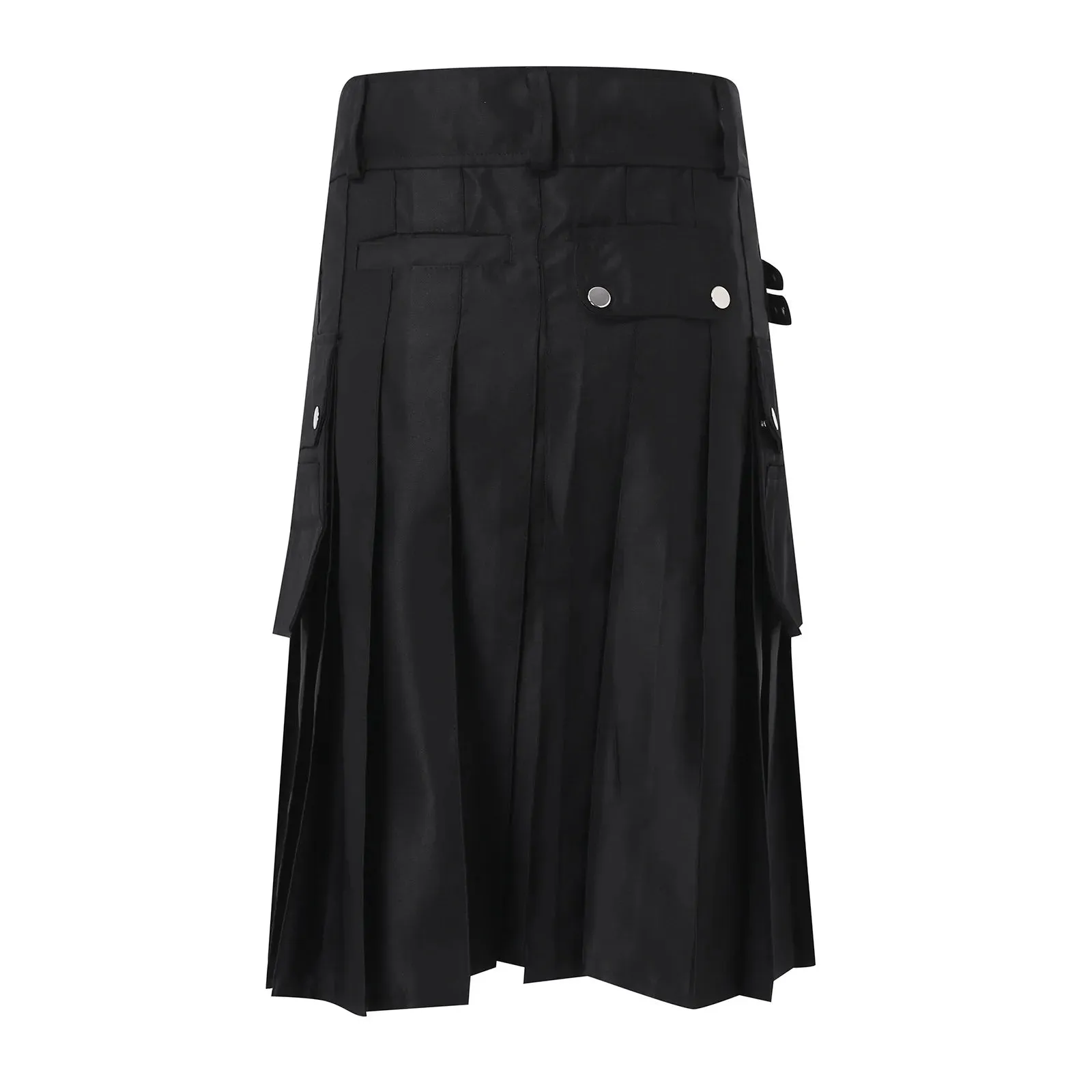 Funki Buys | Skirts | Men's Black Pleated Gothic Kilt | Cargo Skirt