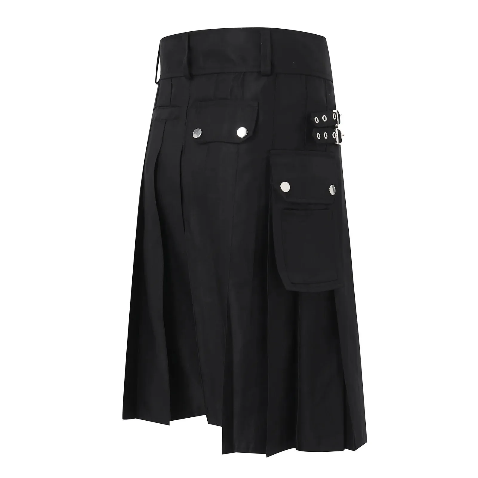 Funki Buys | Skirts | Men's Black Pleated Gothic Kilt | Cargo Skirt