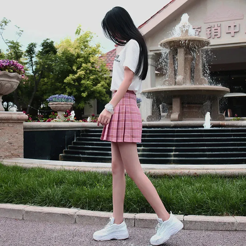 Funki Buys | Skirts | Women's Harajuku Preppy Plaid Mini Skirts