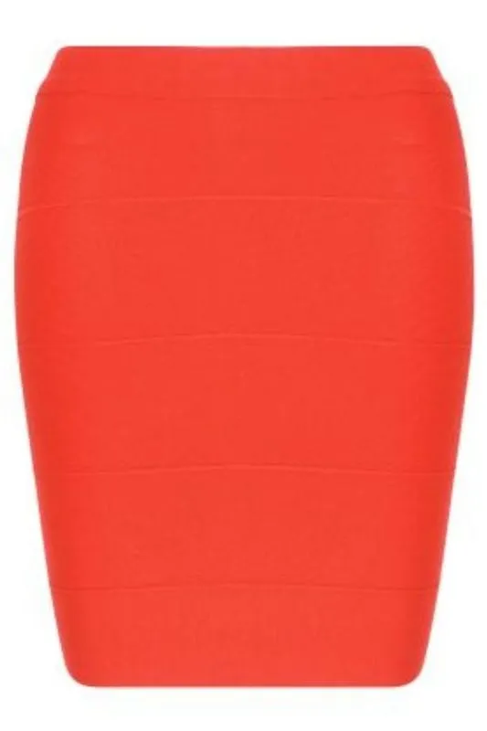 High Waist Bandage Striped Mini Skirt - Lipstick Red