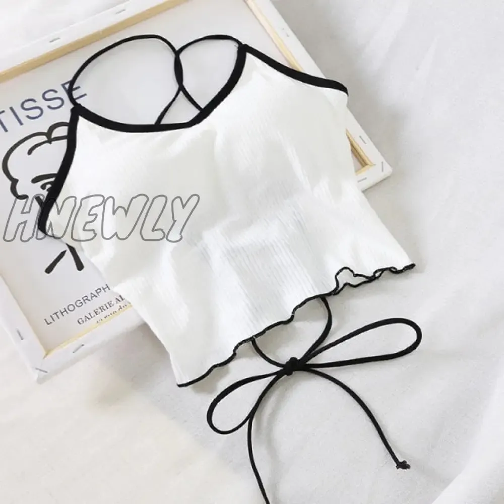 Hnewly Women Halter Tops Backless Bandage Sexy Crop Tops Women Lingerie Underwear Tops Padded Cotton Crop Tops Women Summer