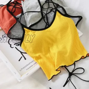 Hnewly Women Halter Tops Backless Bandage Sexy Crop Tops Women Lingerie Underwear Tops Padded Cotton Crop Tops Women Summer