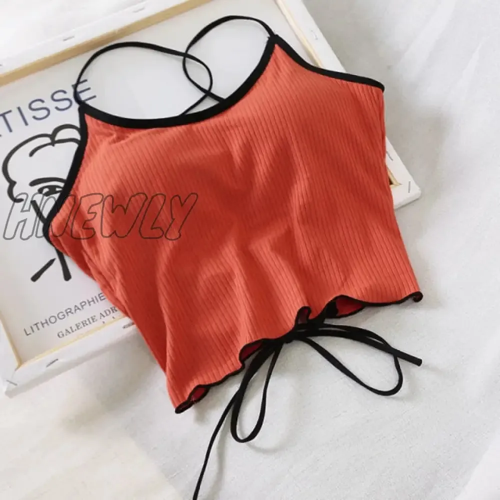 Hnewly Women Halter Tops Backless Bandage Sexy Crop Tops Women Lingerie Underwear Tops Padded Cotton Crop Tops Women Summer