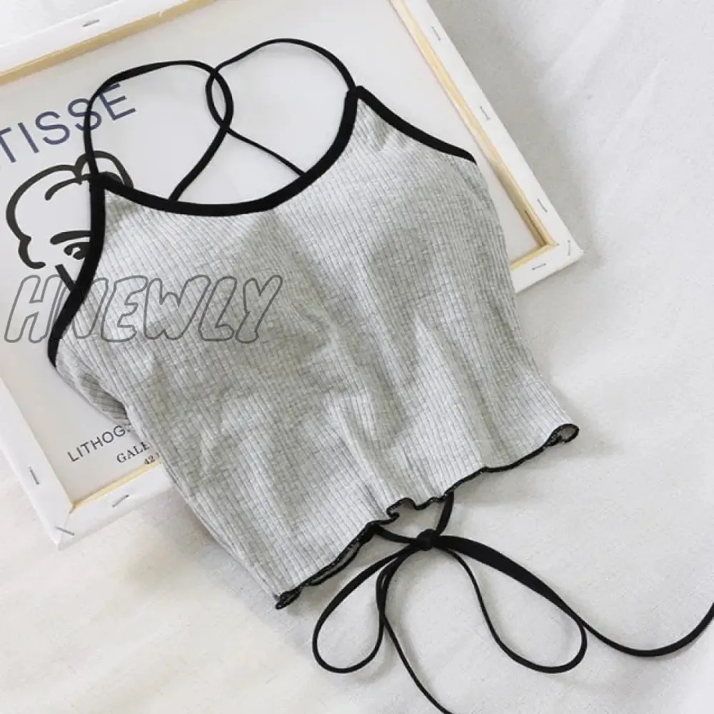 Hnewly Women Halter Tops Backless Bandage Sexy Crop Tops Women Lingerie Underwear Tops Padded Cotton Crop Tops Women Summer