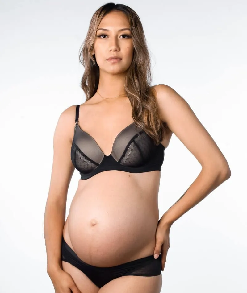 Hotmilk Lunar Eclipse Plunge Contour Nursing Bra - Black