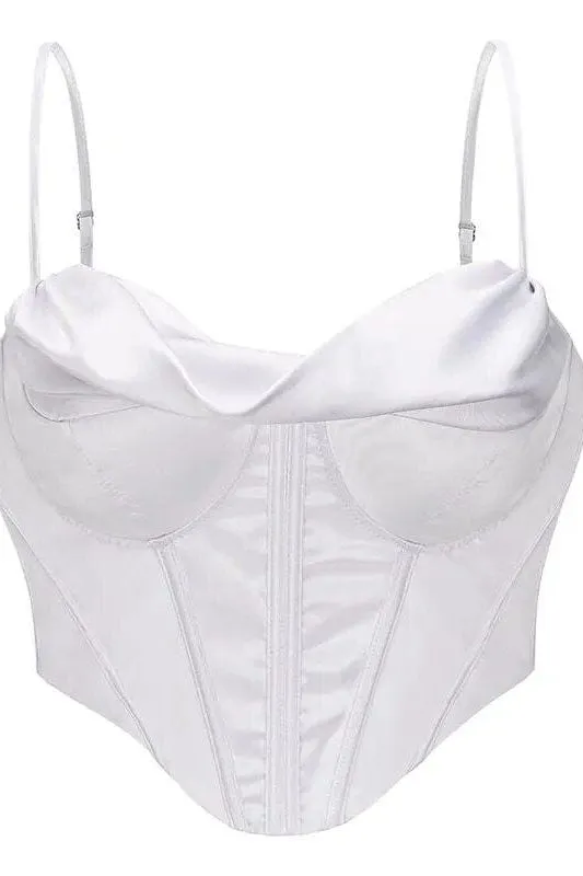 Indi Satin Crop Top - Pearl White