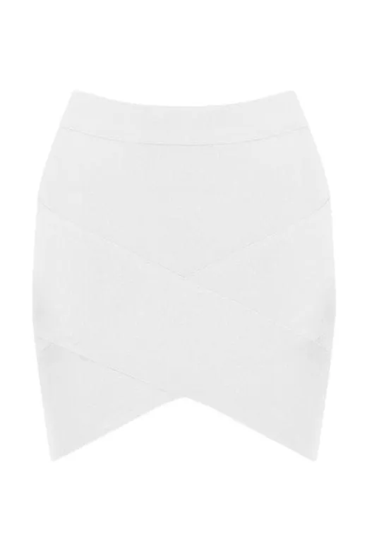 Jay High Waist Bandage Mini Skirt - Pearl White