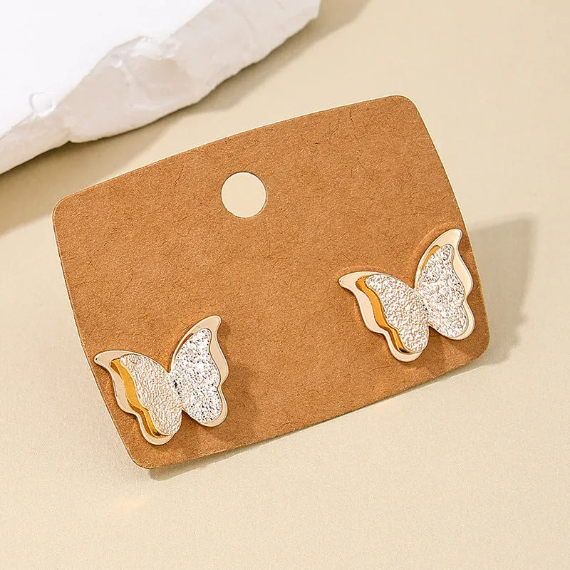 Korean Frosted Butterfly Earrings - Wholesale Women's Accessories