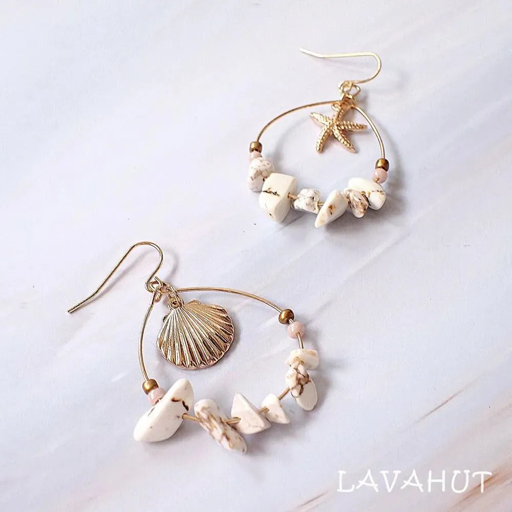 Mermaid Seashell Hawaiian Hoop Earrings