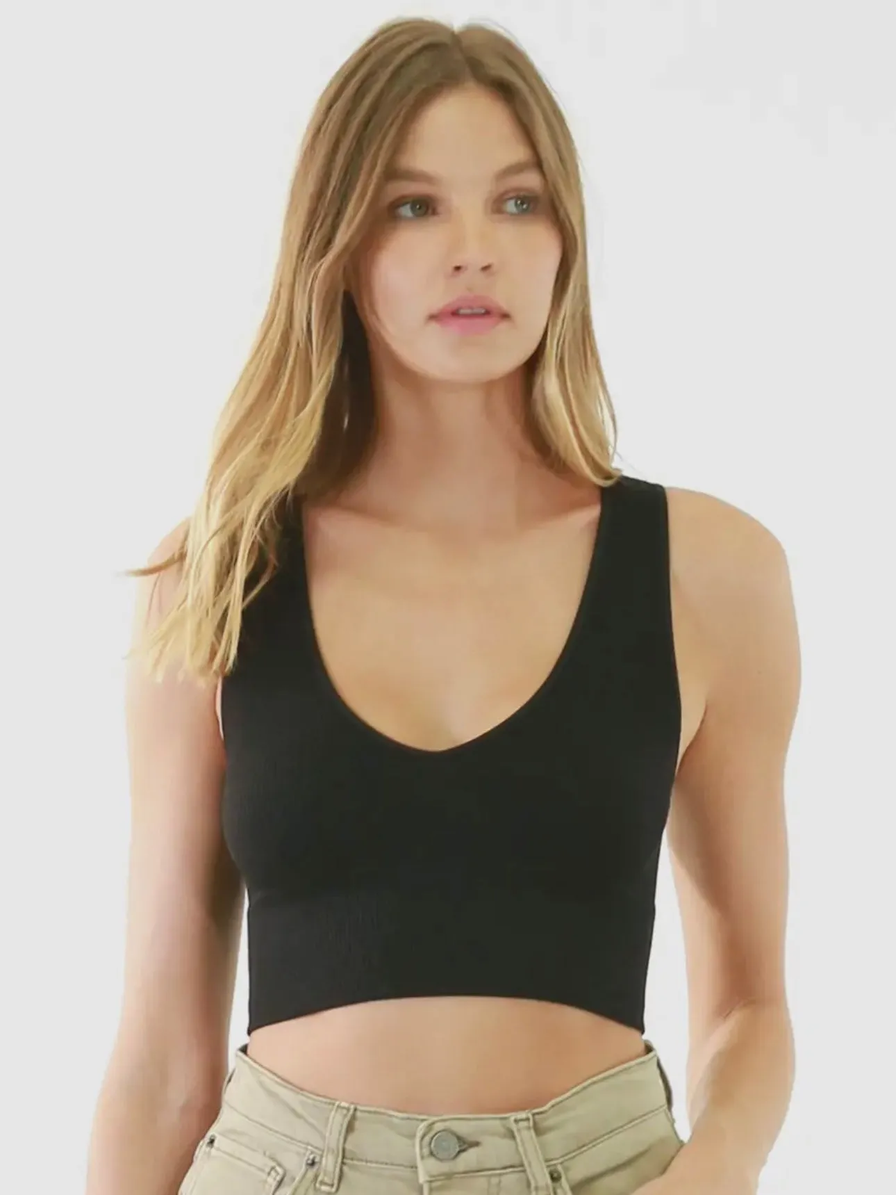 Niki Biki Plunge V Neck Crop Top