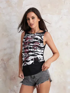 Print Tank Cute Crew Neck Slim Fit Crop Summer Streetwear Crop Y2K Top