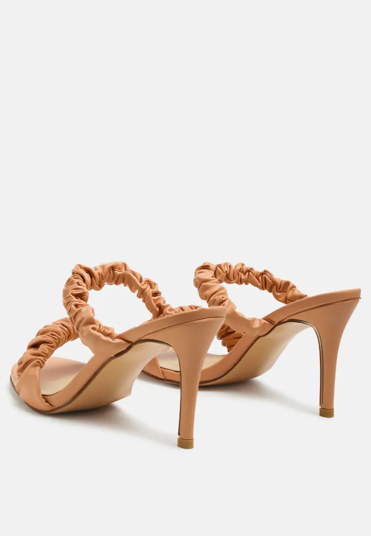 Qualie Ruched Strap Stiletto Sandals