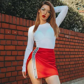 "Angle" side snap mini sports skirt