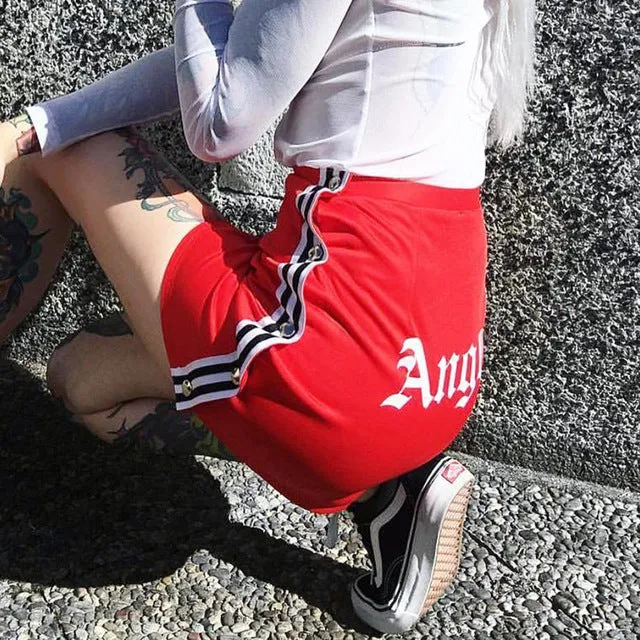 "Angle" side snap mini sports skirt