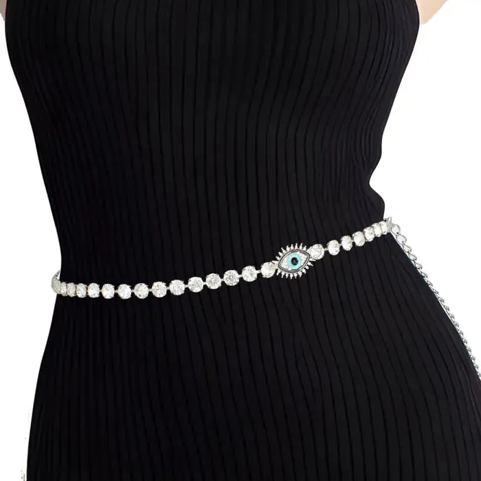 Rhinestone Belt Evil Eye Chain for Women