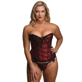 Scarlet Seduction Lace-up Corset and Thong