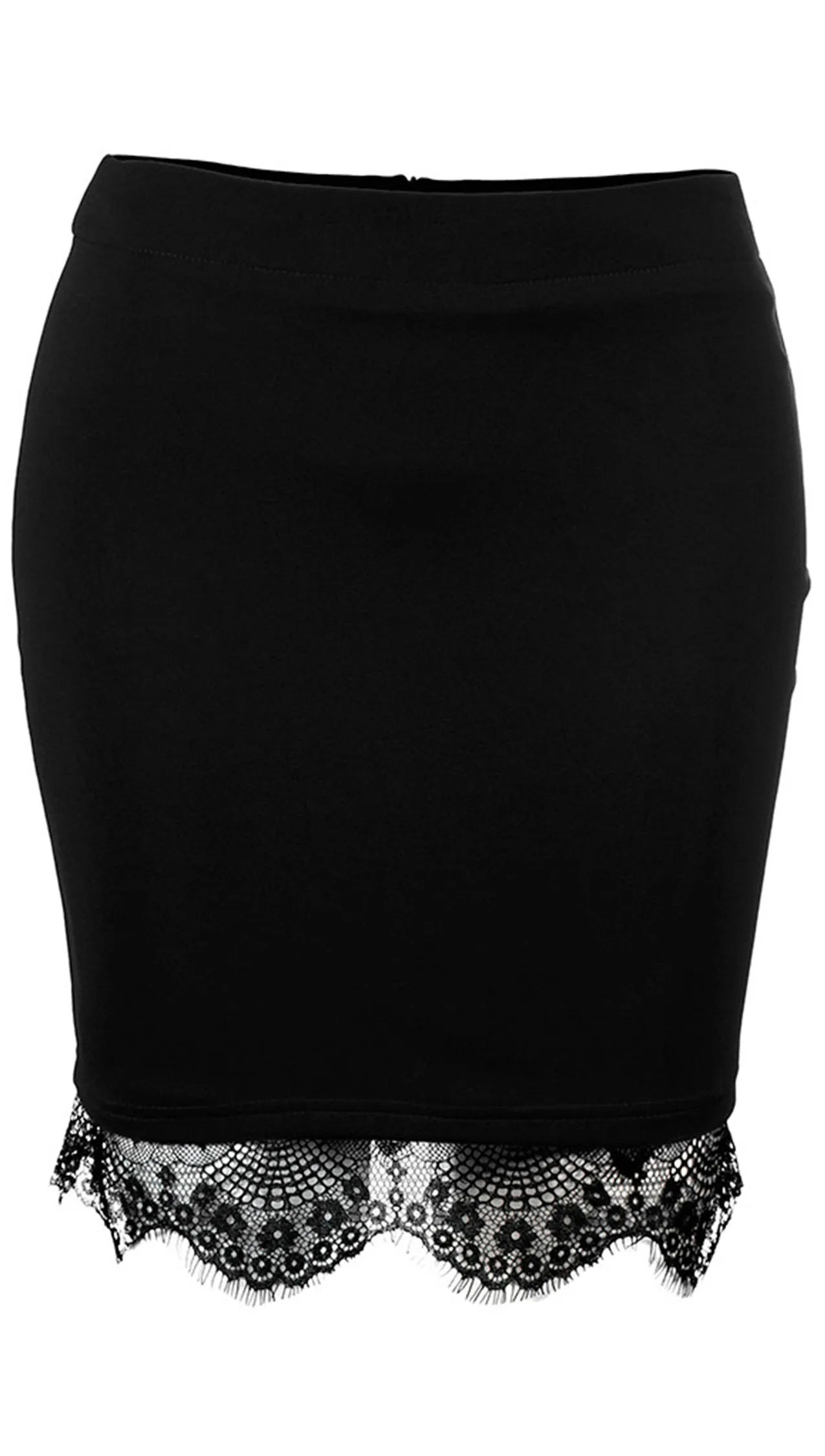 Selvanna Mini Skirt Black Lace Trim