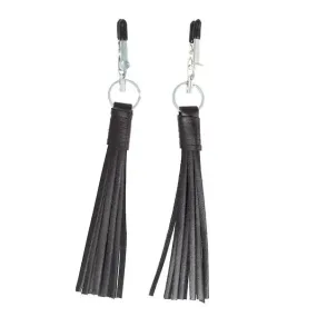 Sexy Bdsm Bondage Nipple Clamps with Black Leather Tassels