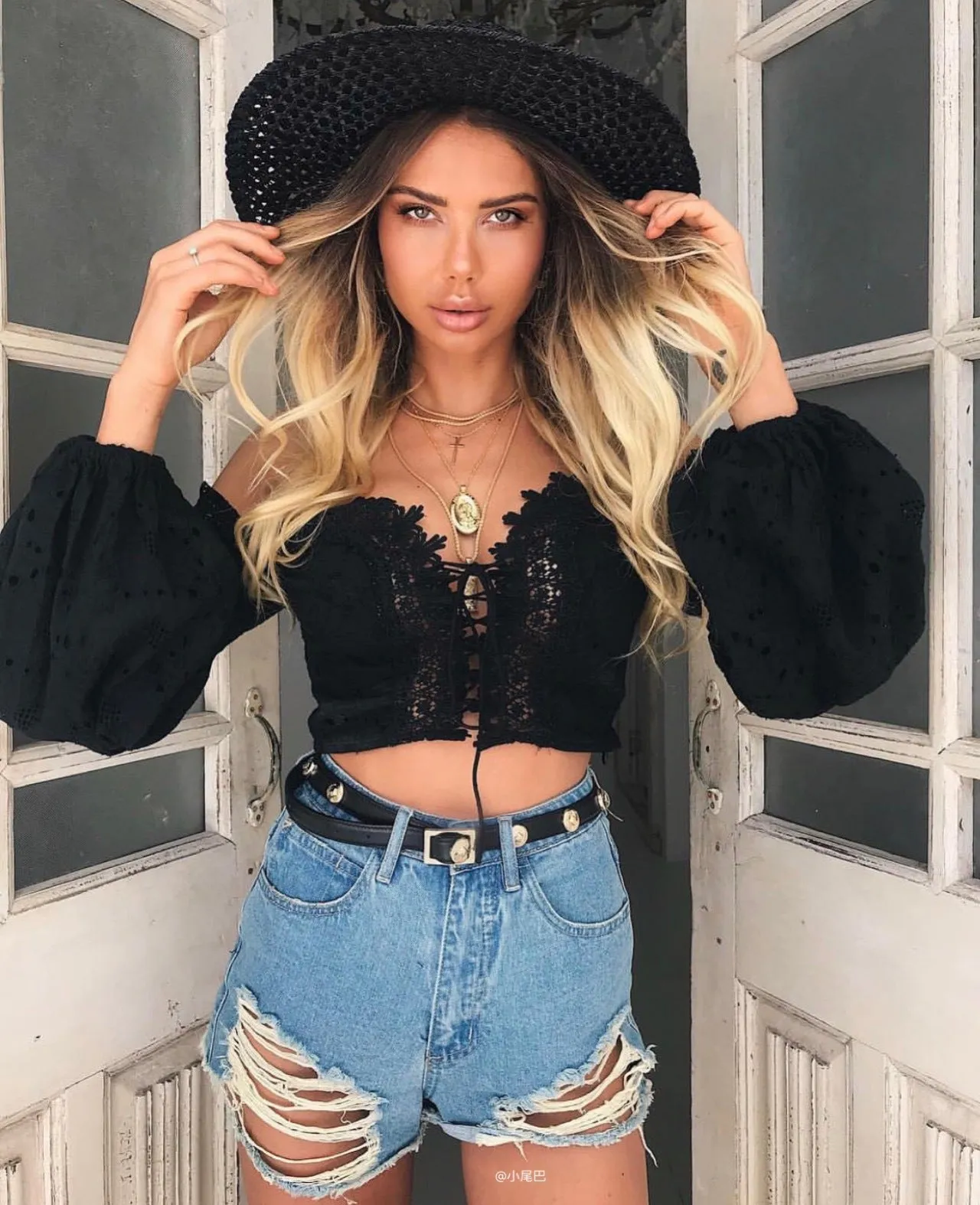 sexy off shoulder puff sleeve vintage hollow shirts tops blouse