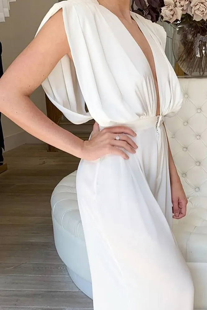 Sexy Plunge V Neck Sleeveless Jumpsuit