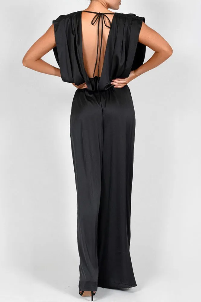 Sexy Plunge V Neck Sleeveless Jumpsuit