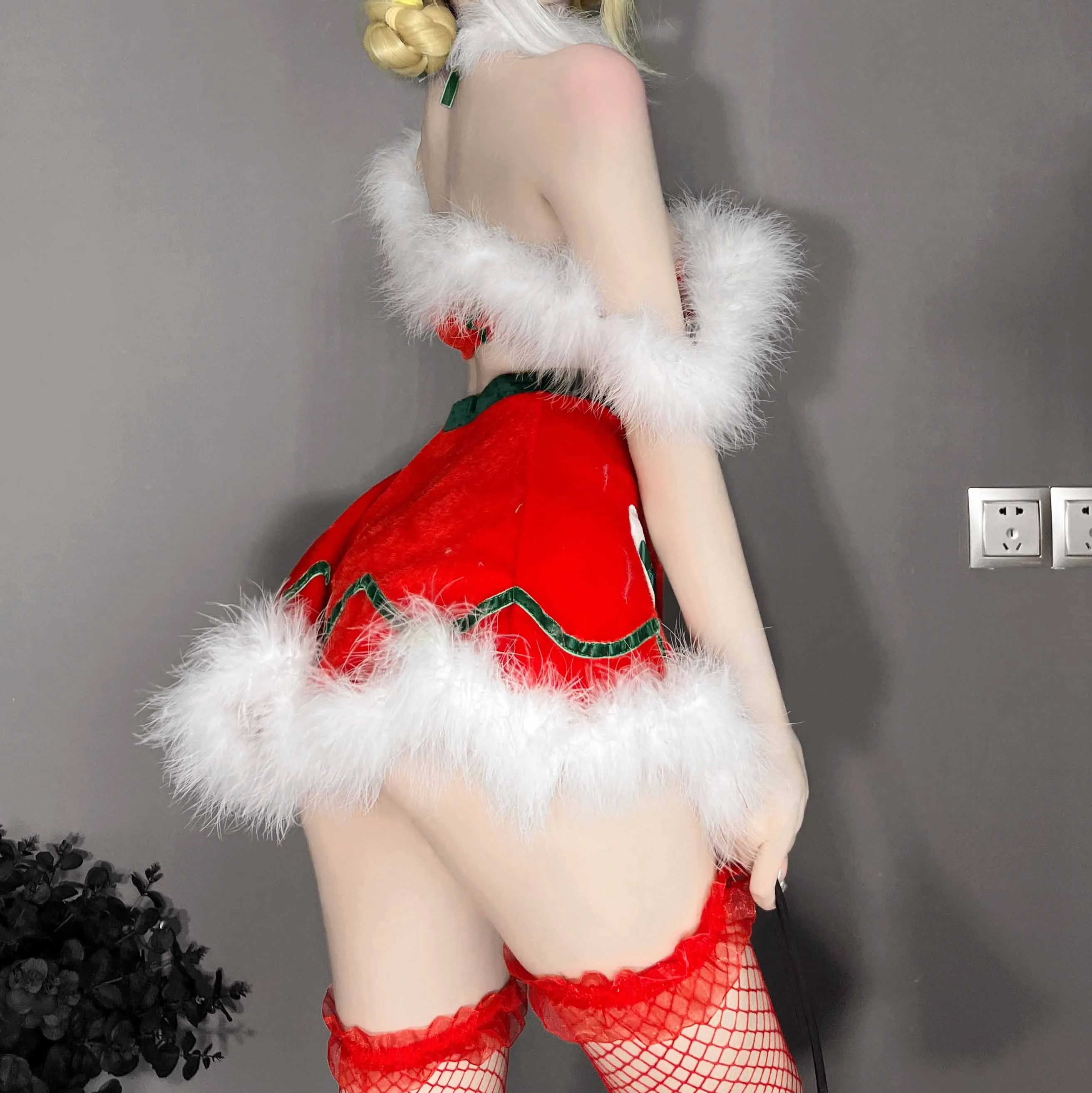 T-2488  Christmas suit bandeau split sexy uniform seduction