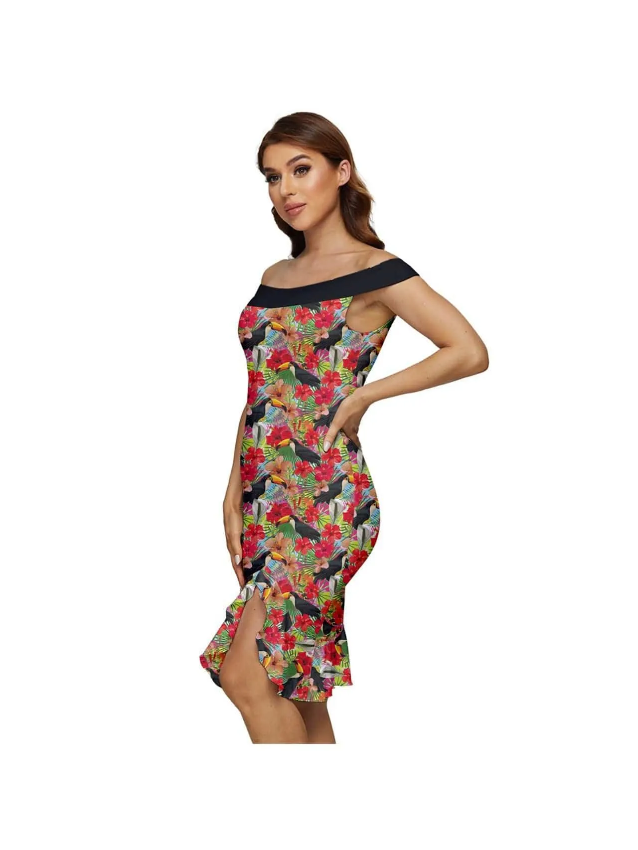 Toucans Off Shoulder Dress